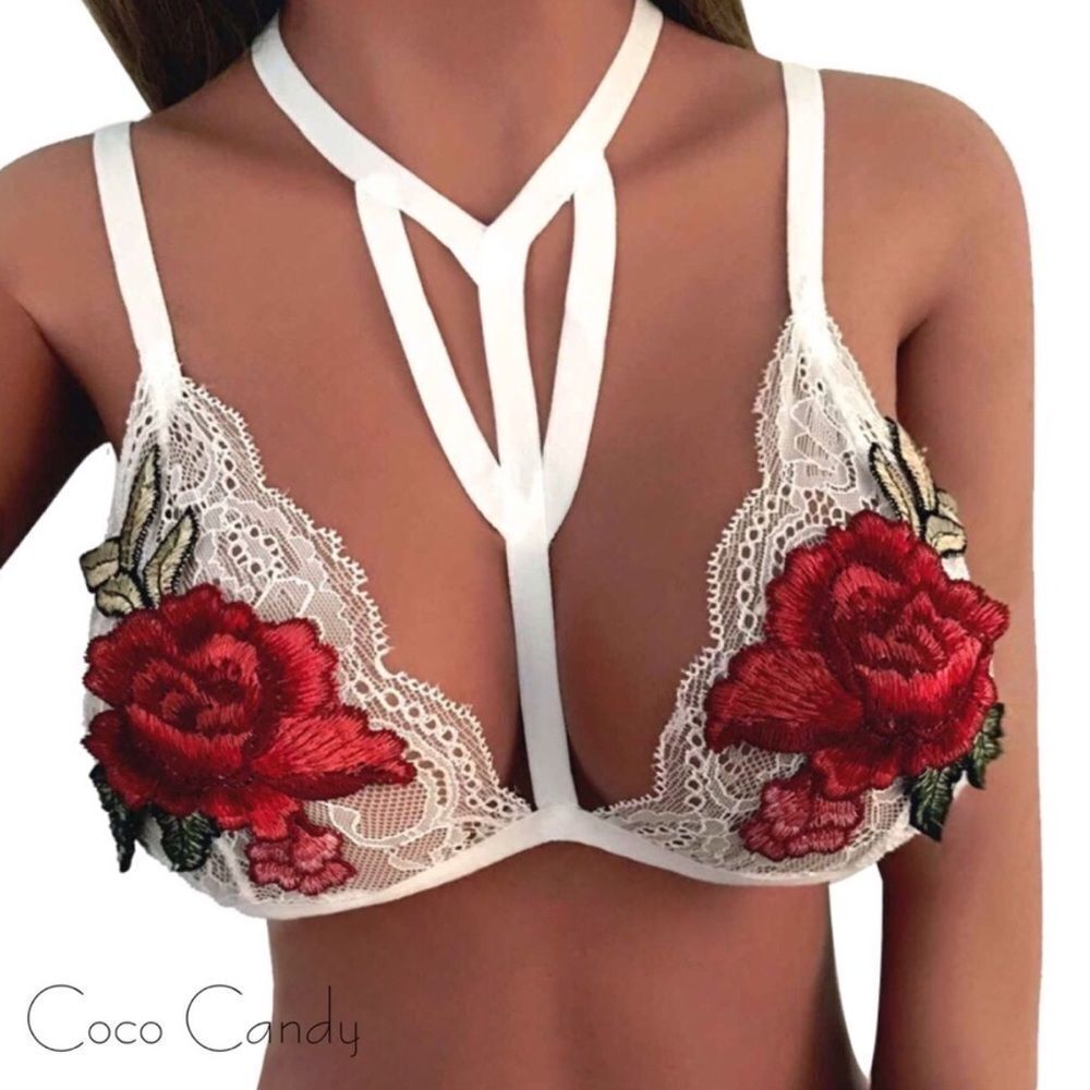 🆕Floral Elastic Cage Bralette Crop Top